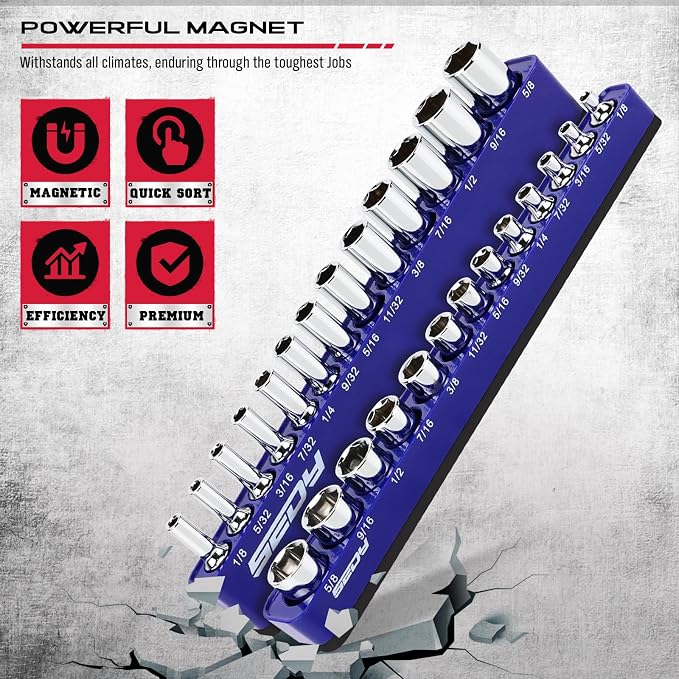 2-Piece 1/4"-Drive SAE Magnetic Socket Organizer Set - Image 5