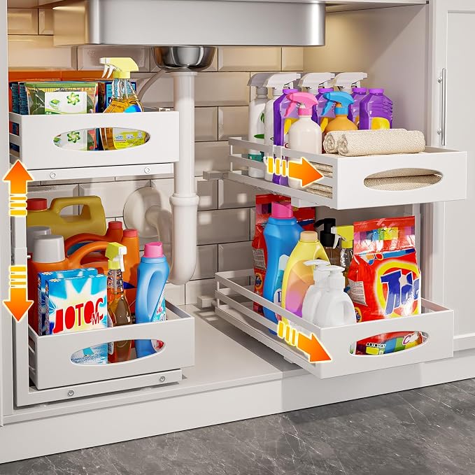 Under Sink Organizer, 2 Tier Under Sink Organizers and Storage, Adjustable by MIXESHOP