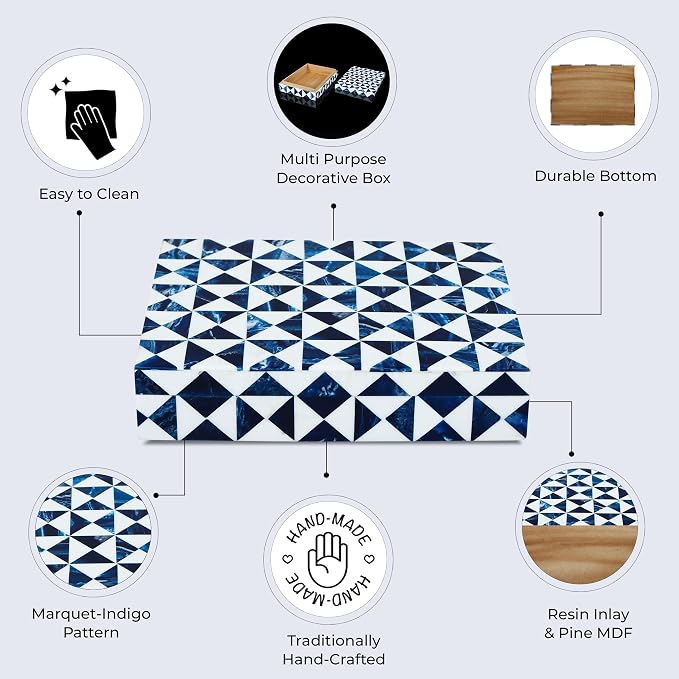 Handicrafts Home Blue and White Decorative Storage Box - Image 3
