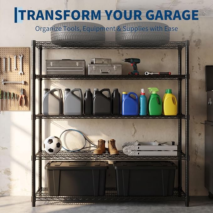 Garvee 5-Tier Wire Shelving 3200LBS Heavy Duty Storage Shelves Garage Rack | - Image 5