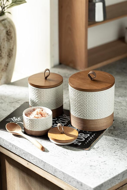 Miamolo Small Ceramic Jar with Lid, Coffee Container Kitchen Food Storage Jars - Image 7