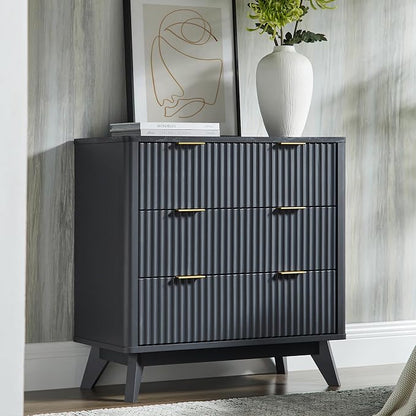 T4TREAM Fluted 3 Drawers Nightstand, Oversized Extra Large Modern Side Table - Image 3