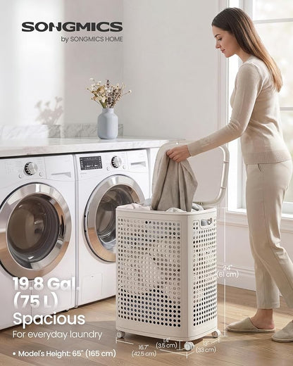 SONGMICS Laundry Hamper with Wheels, Plastic Laundry Basket, 19.8 Gallons - Image 2