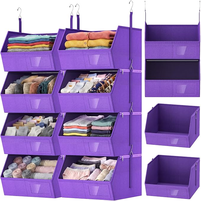 2 Pack 4-Tier Hanging Closet Organizer, Detachable Hanging Storage Shelves by Unknown