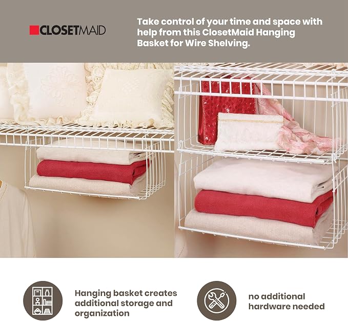 ClosetMaid 17 Inch Wide Hanging Basket Wire Shelving Accessory - Image 7