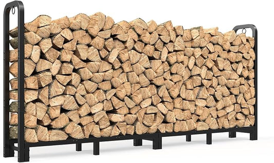 Mr IRONSTONE 8ft Firewood Rack Outdoor Indoor, Upgraded Heavy Duty Adjustable by MrIRONSTONE