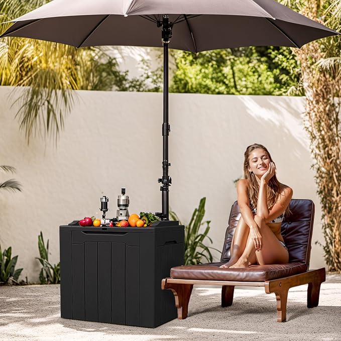 Devoko 31 Gallon Waterproof Outdoor Storage Box Resin Deck Box Lockable and UV - Image 2
