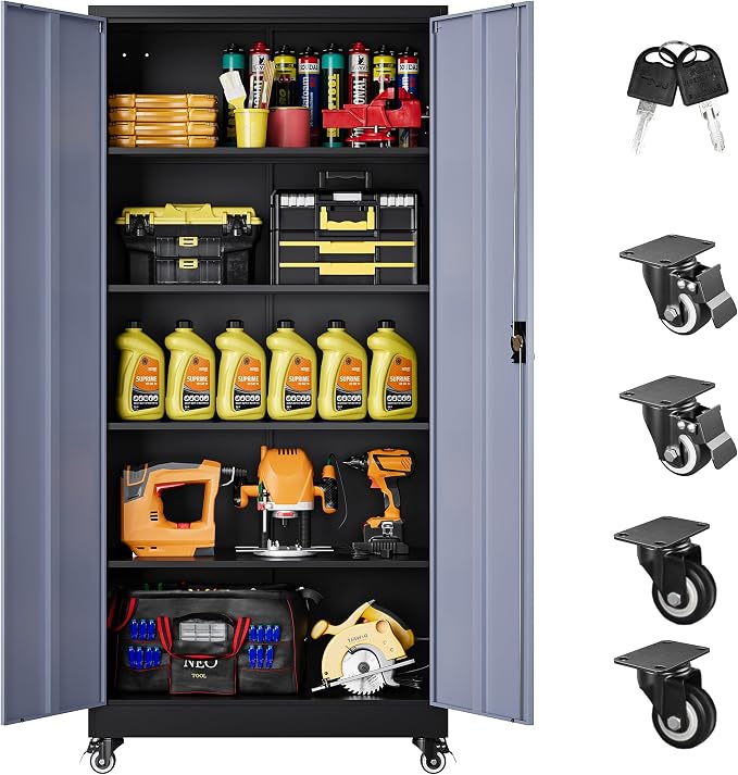 SISESOL 75" Tall Metal Storage Cabinet by SISESOL