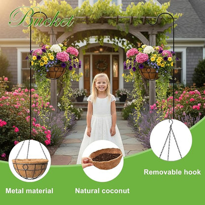 Classic Round Wire Hanging Basket 4 Packs 12 Inch Deep Coco Liner - Image 4