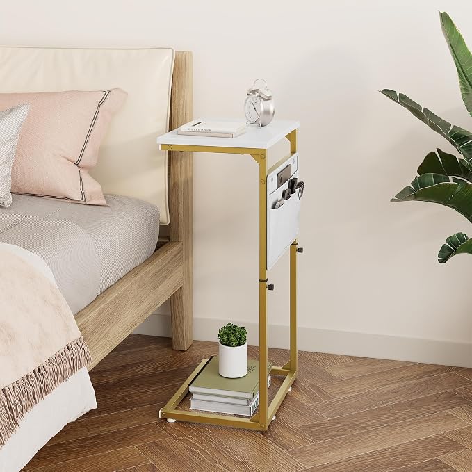Vagusicc C Shaped End Table, Adjustable Height Small Couch Side Table - Image 4