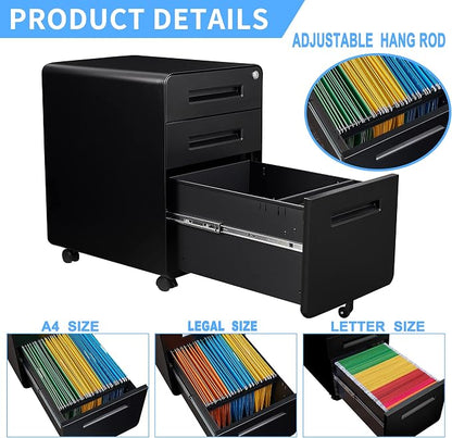 Letaya File Cabinet, 3 Drawer Filing Cabinets - Image 5