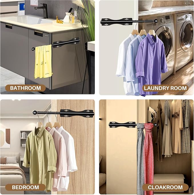 12" Valet Rod For Closet Pull Out Slide Out Adjustable Heavy Duty Valet Rod For - Image 6