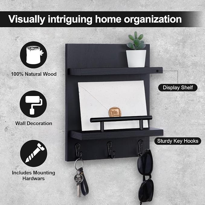 Key Holder Wall Mount, Mail Shelf Decor - Image 3