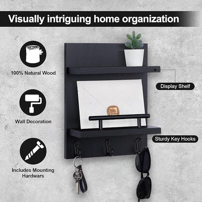Key Holder Wall Mount, Mail Shelf Decor - Image 3