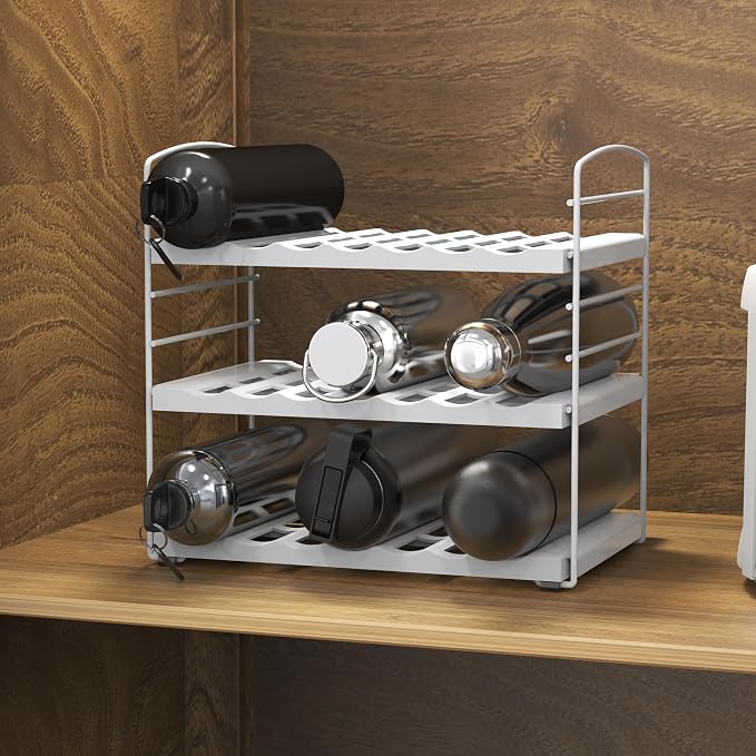 Simple Houseware Water Bottle and Travel Mug Cabinet Adjustable Storage Rack - Image 3