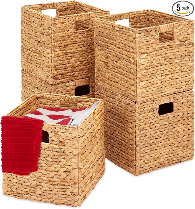 Best Choice Products 13x13in Pack of 5 Cube Storage Baskets, Water Hyacinth by Unknown