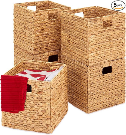Best Choice Products 13x13in Pack of 5 Cube Storage Baskets, Water Hyacinth by Unknown