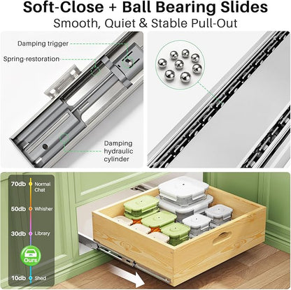 Pull Out Cabinet Organizer, Soft Close Slide Out Solid Wooden Drawers, Heavy - Image 5