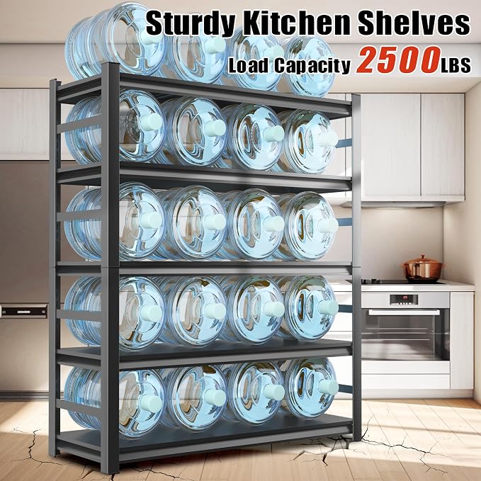 2500LBS Heavy Duty Metal Shelving Unit, 5-Tier Adjustable Kitchen Storage - Image 3