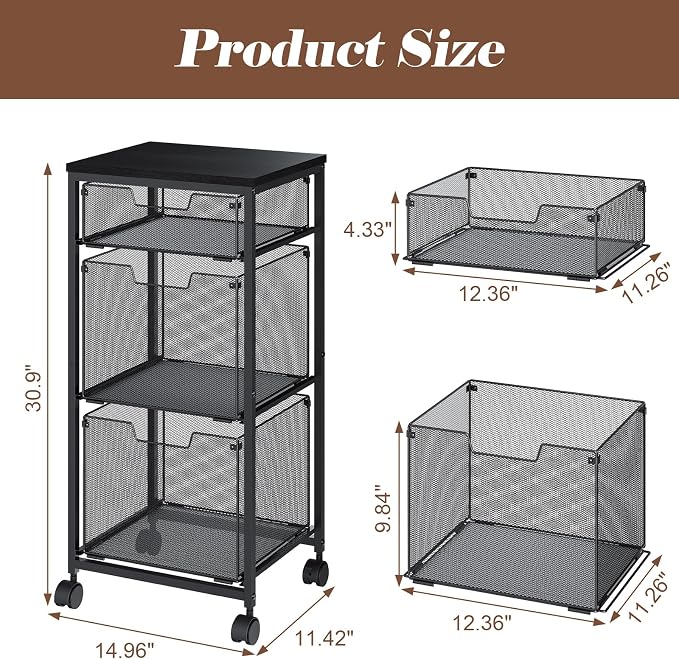 Sbanmao 3 Drawer Mobile File Cabinet - Image 3