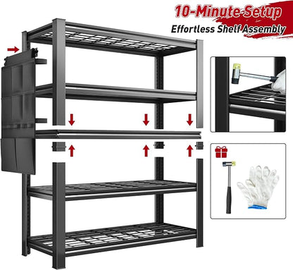 REIBII Storage Shelves, Heavy Duty Garage Shelving Load 2500LBS, 5-Tier Garage - Image 7