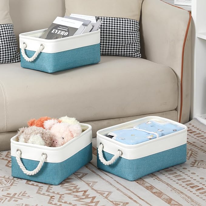 Bidtakay Small Storage Baskets for Shelves 3 Pack Fabric Storage Bins for - Image 2