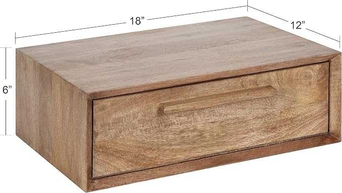 Kate and Laurel McCutcheon Floating Wood Storage Shelf, Natural Wood, - Image 3