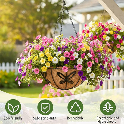 4pcs 14 inch Metal Hanging Baskets Round Wire Plant Stand - Image 2