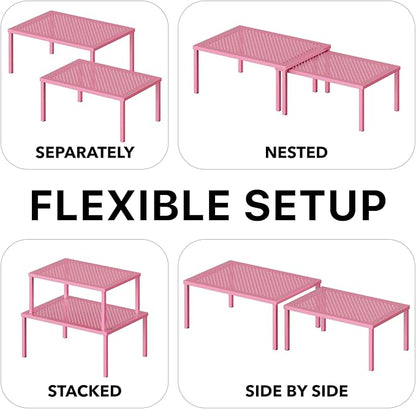 Simple Houseware Expandable Stackable Kitchen Counter Shelf Organizer, Metal Top - Image 6