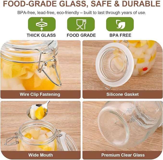 25oz Airtight Glass Jars with Lids, Beans & Spices - Image 4