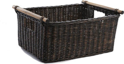 The Basket Lady Pole Handle Wicker Storage Basket, Extra Large, 20 in L x 16 in by TheBasketLady