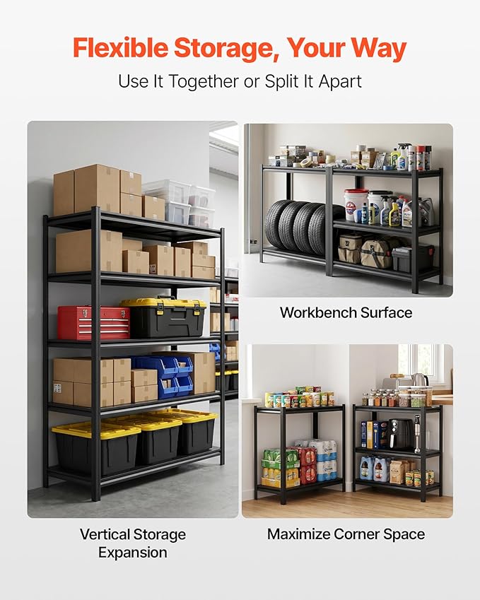 VEVOR Storage Shelves, 5-Tier Adjustable, 3000 lbs Capacity, Heavy Duty Garage - Image 5