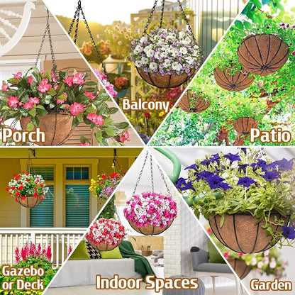 6 Pack 12 Inch Metal Round Hanging Planter Basket - Image 5