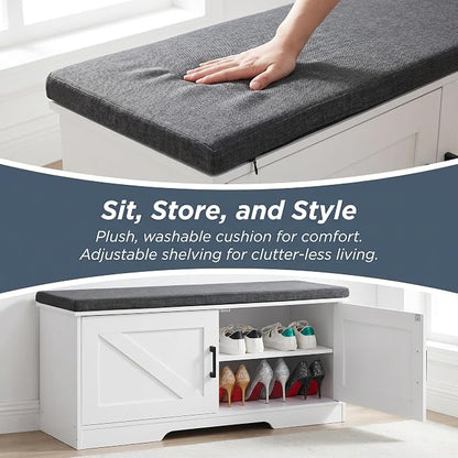 HOMSHO Farmhouse Shoe Storage Bench - Image 5