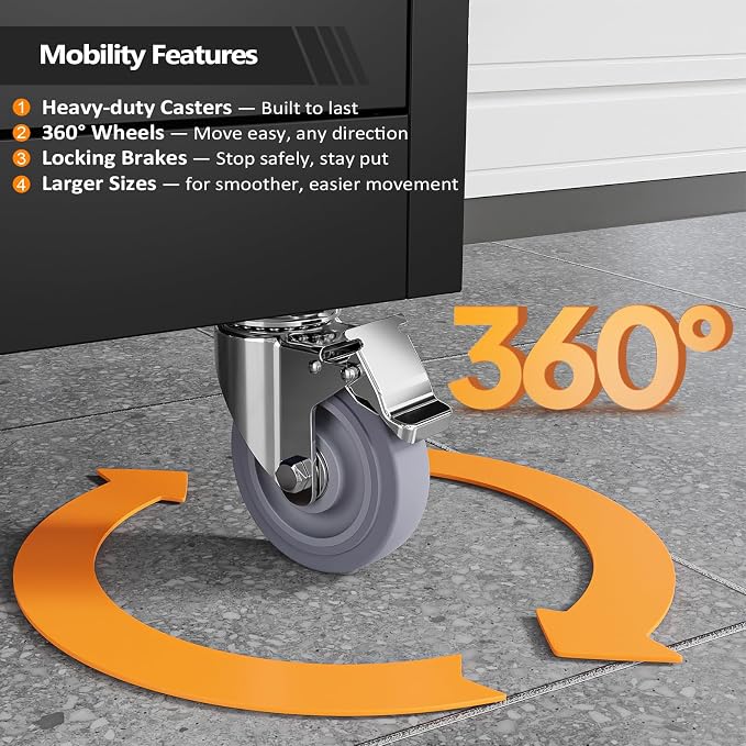 VINGLI Rolling Metal Storage Cabinet - Image 5