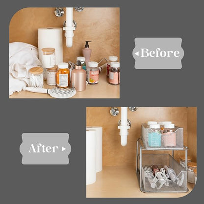 Sorbus 2 Tier Metal Under Sink Organizer - Image 7