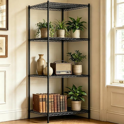 Wire Storage Standing Shelf Rack Tower, Corner Metal Shelving Unit - Image 4