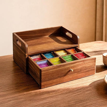 SARUFO Acacia Wood Tea Bag Organizer by SARUFO