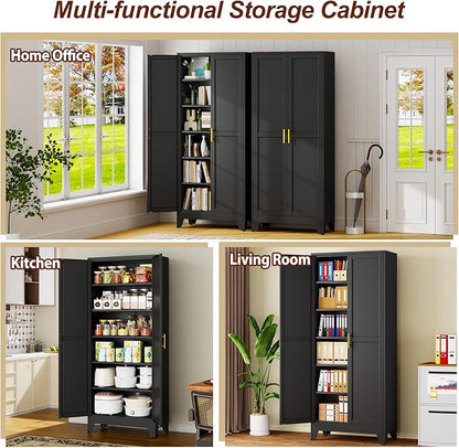 75" Black Metal Storage Cabinet - Image 8