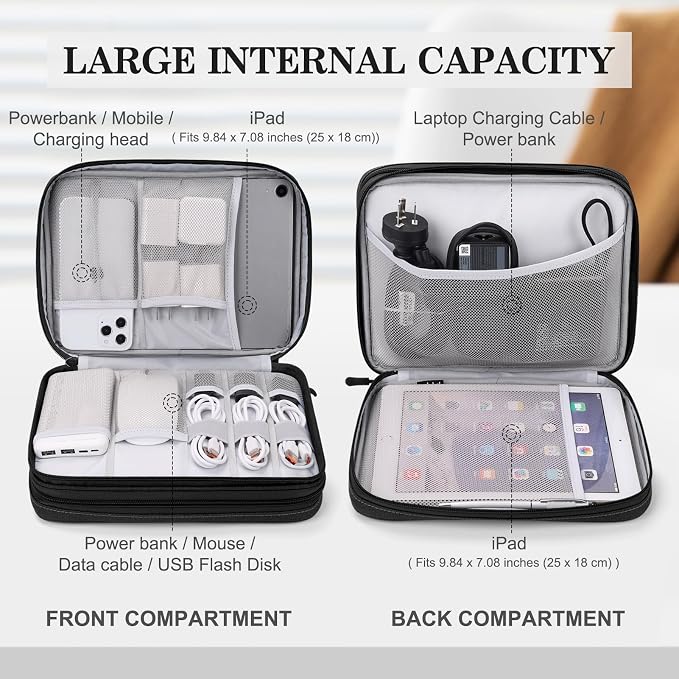 FYY Electronic Organizer, Extra Large Travel Cable Organizer Bag Pouch Portable - Image 3
