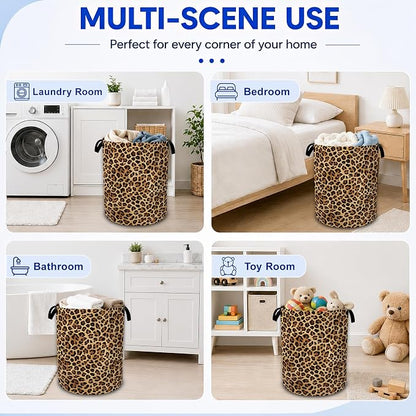 Leopard Print Laundry Basket Foldable Waterproof Oxford Cloth Tote Bag Laundry - Image 7
