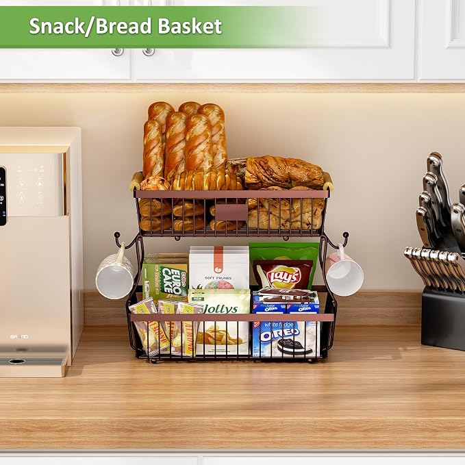 2 Tier Fruit Basket for Kitchen Counter - Image 2