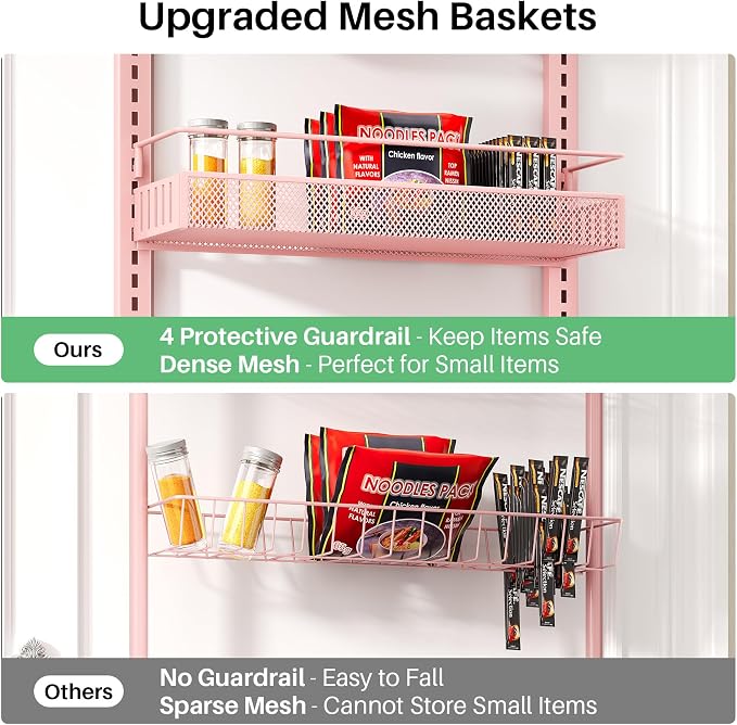 SNTD 8 Tiers Over the Door Organizer, Height Adjustable Spice Rack, Dense Mesh - Image 5