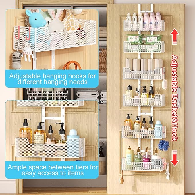 Hongtamoya Over The Door Organizer, Metal Hanging Door Organizer - Image 4