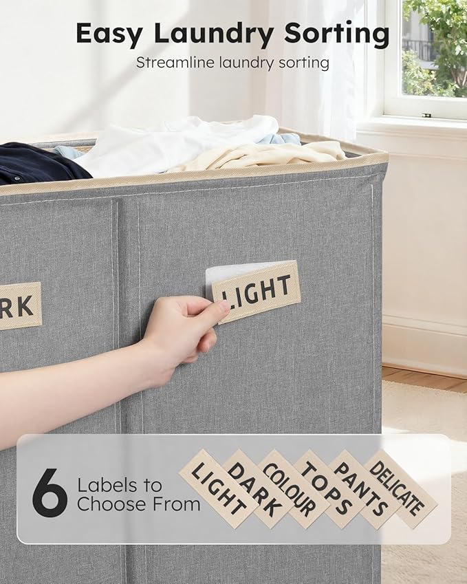 SOLEDI 200L 3-Section Laundry Hamper - Image 3
