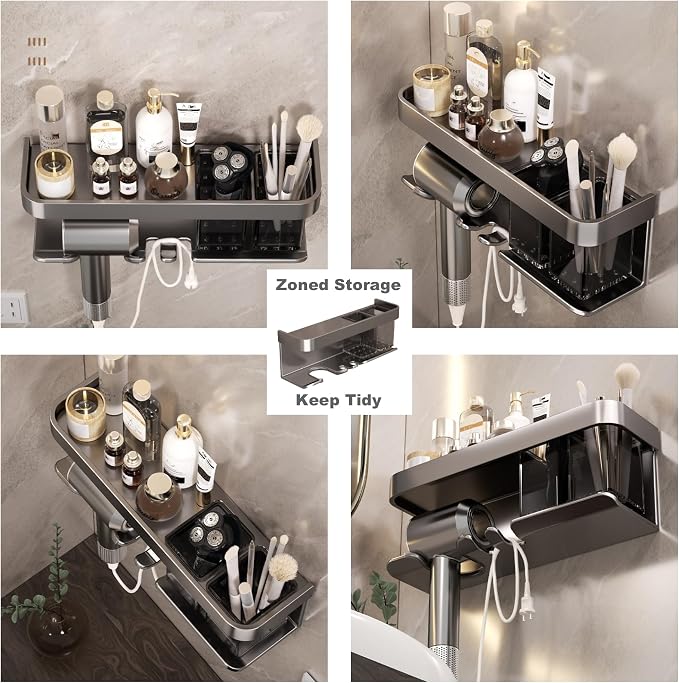 Hair Dryer Holder Wall Mounted, Blow Dryer Organizer, - Image 3