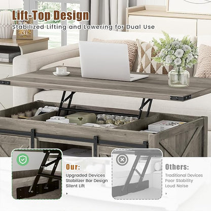 ALLSTAND 48" Farmhouse Lift Top Coffee Table - Image 5
