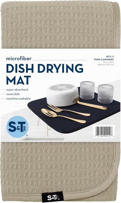 S&T INC. Dish Drying Mat 2 Pack, 16” x 18”, Absorbent Microfiber Kitchen - Image 8
