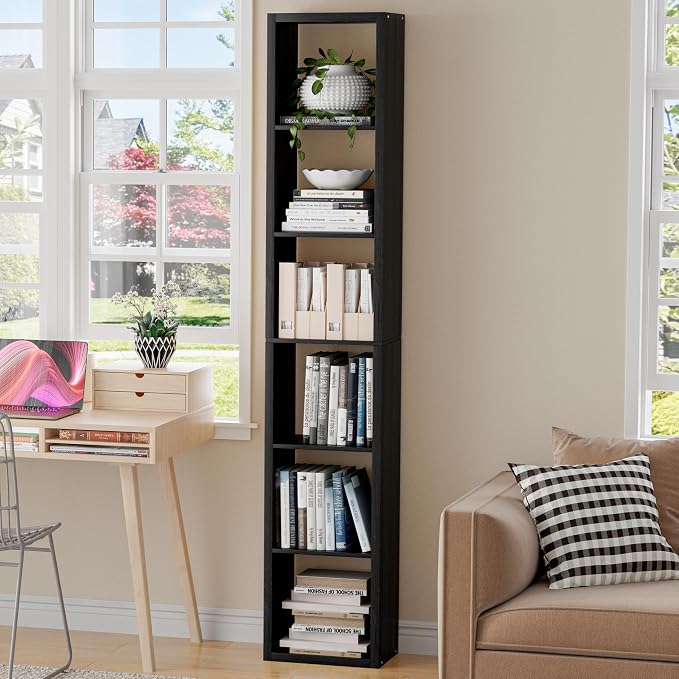 Tall Cube Storage Organizer Bookcase, 6 Tier 11 inch Open Back Cubical Shelf - Image 2
