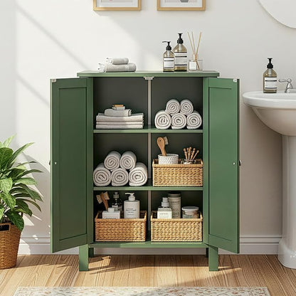 Bonnlo Free Standing Bathroom Cabinet, Sage Green Accent Storage Cabinet - Image 9